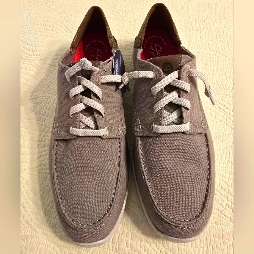 NIB Clarks Men's Gray Gorwin Lace Casual Shoes
